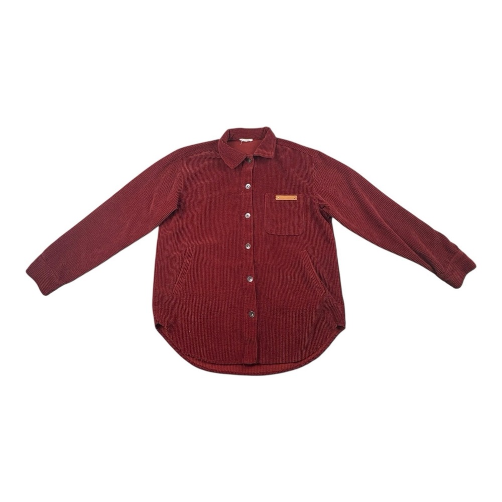 La Miel Women's Small‎ Corduroy Button Up Shirt Jacket Rust Red Shacket
